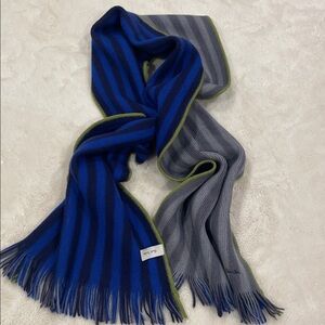 Paul Smith Blue and Black Wool Striped Scarf